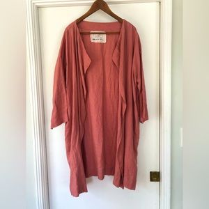 Not Perfect Linen duster coat, M/L, dusty rose